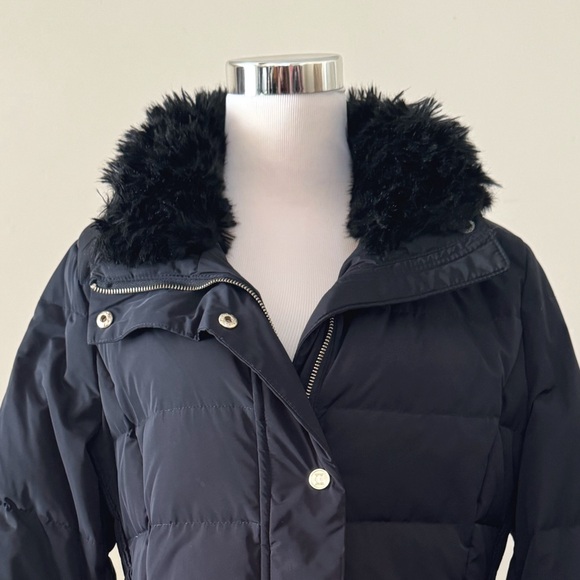 Mid Length Puffer Coat with Fur Trim - Picture 2 of 8